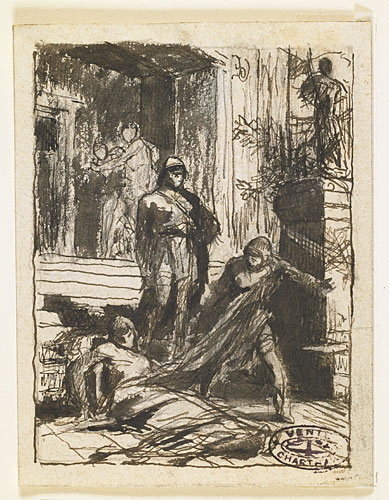 Etude pour Egisthe croyant découvrir le corps d'Oreste mort, reconnaît celui de Clytemnestre