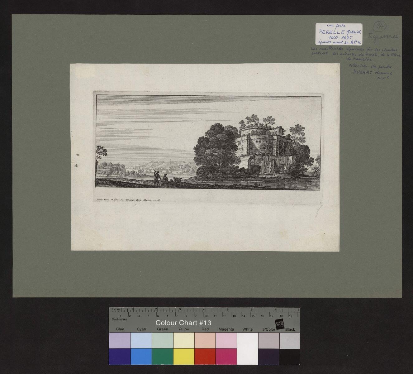 1ère planche de la suite "paysages ornés de ruines d'architecture"