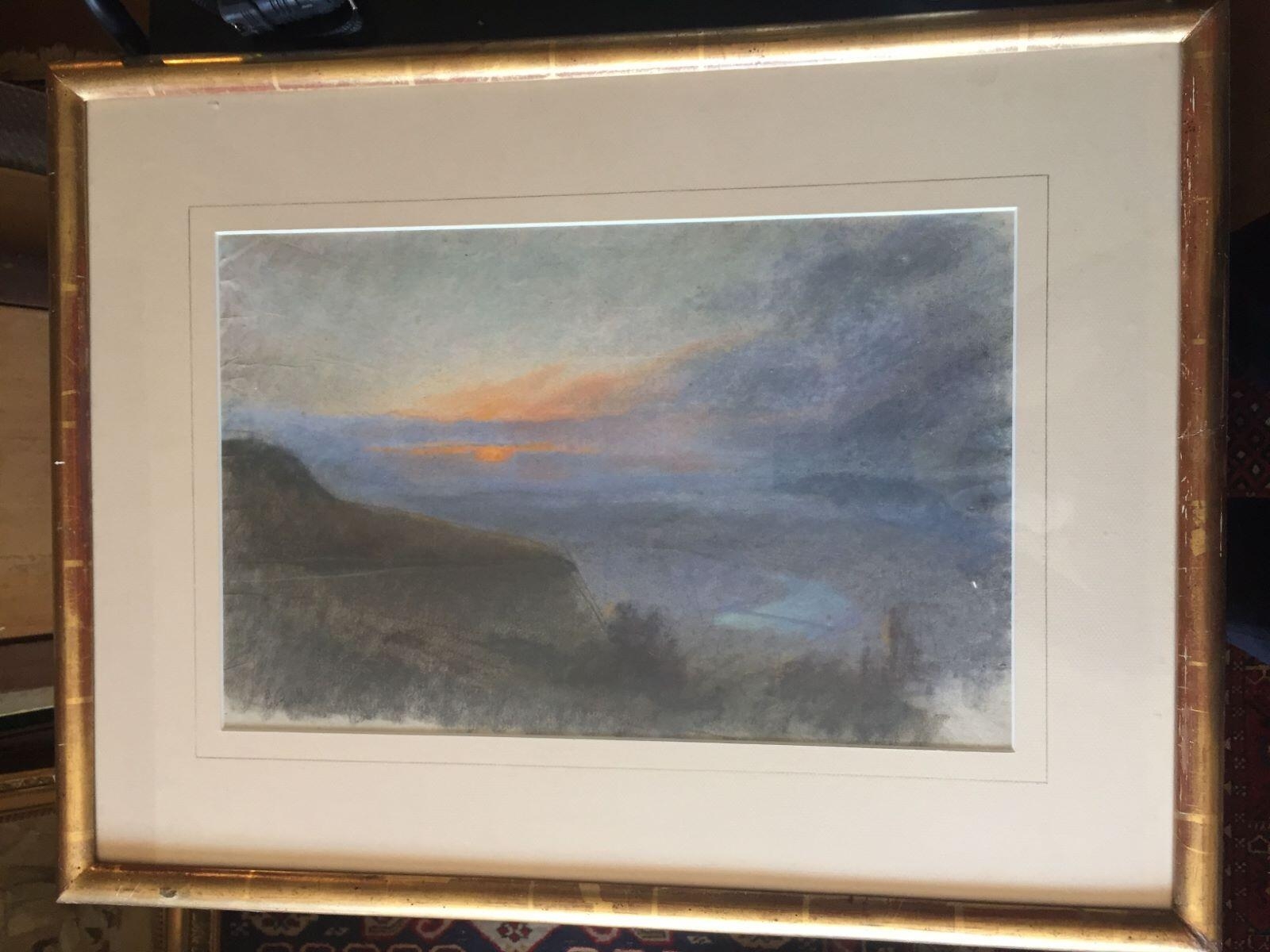 Le Doubs à Besançon, vu de Beauregard au coucher du soleil