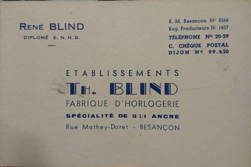 Etablissements Th. Blind / Fabrique d'horlogerie /Besançon