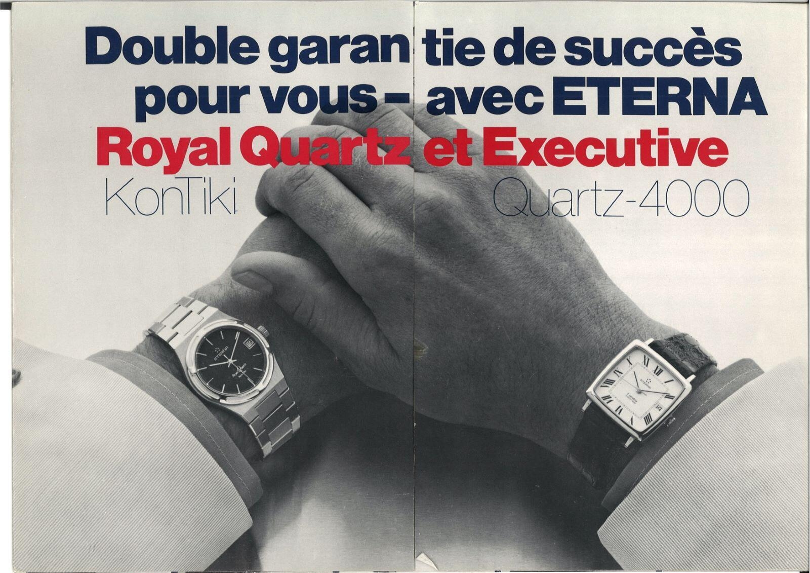 Ensemble de documents promotionnels pour des montres-bracelets de la marque suisse Eterna