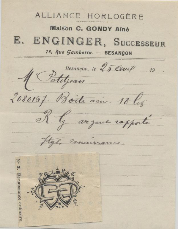 Alliance horlogère, maison C. Gondy Aîné