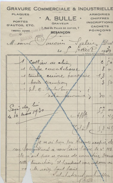 Gravure commerciale et industrielle A. Bulle graveur