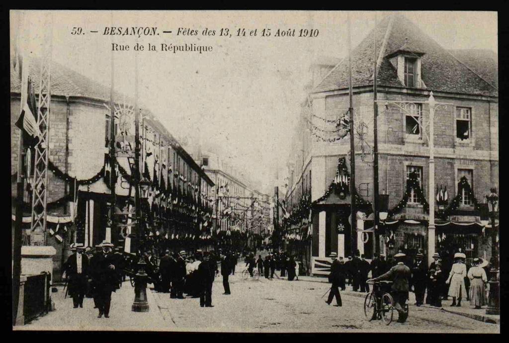 BESANÇON - Fêtes des 13, 14 et 15 Août 1910 - Rue de la République