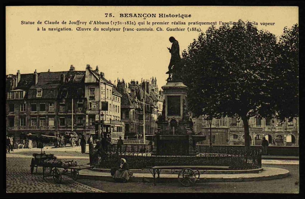 BESANÇON - Statue de Claude de Jouffroy d'Abbans (1751-1832)