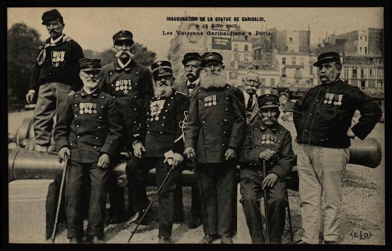 INAUGURATION DE LA STATUE DE GARIBALDI,/le 13 juillet 1907/Les Vétérans Garibaldiens à Paris