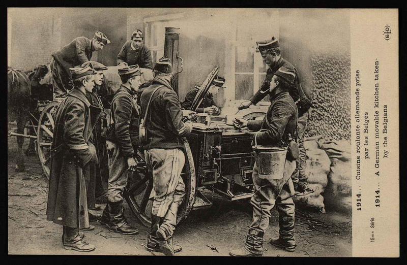 1914... Cuisine roulante allemande prise par les Belges