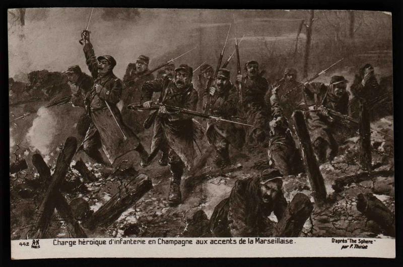 Charge héroïque d'infanterie en Champagne aux accents de la Marseillaise