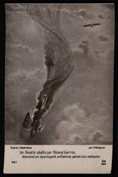Un Aviatik abattu par Roland Garros