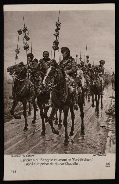 Lanciers du Bengale revenant de Port-Arthure, après la prise de Neuve Chapelle