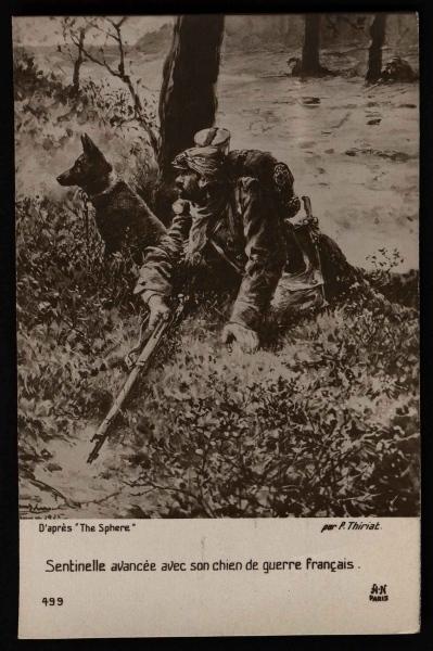 Sentinelle avancée avec son chien de guerre français