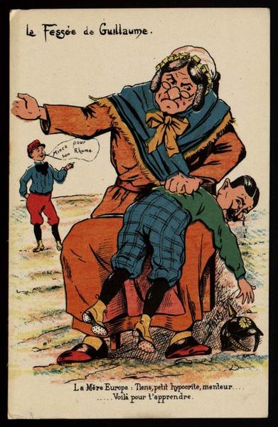 la Fessée de Guillaume / La Mère Europe : Tiens, petit hypocrite, menteur...Voilà pour t'apprendre