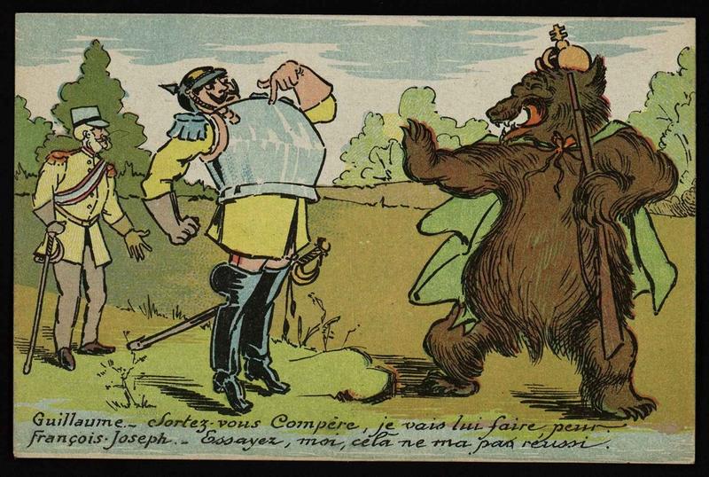 Guillaume : Sortez vous Compère, je vais lui faire peur. François-Joseph : Essayez, moi, cela ne m'a pas réussi