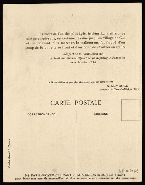 LES CRIMES ALLEMANDS / L'OTAGE ABATTU