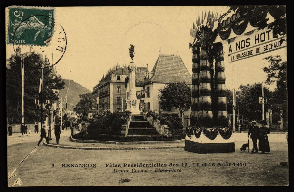 BESANÇON - Fêtes Présidentielles des 13, 14, et 15 Août 1910 - Avenue Carnot - Place Flore
