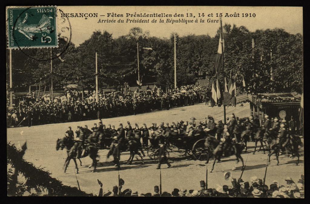 BESANÇON - Fêtes Présidentielles des 13, 14, et 15 Août 1910 - Arrivée du Président de la République à la Gare