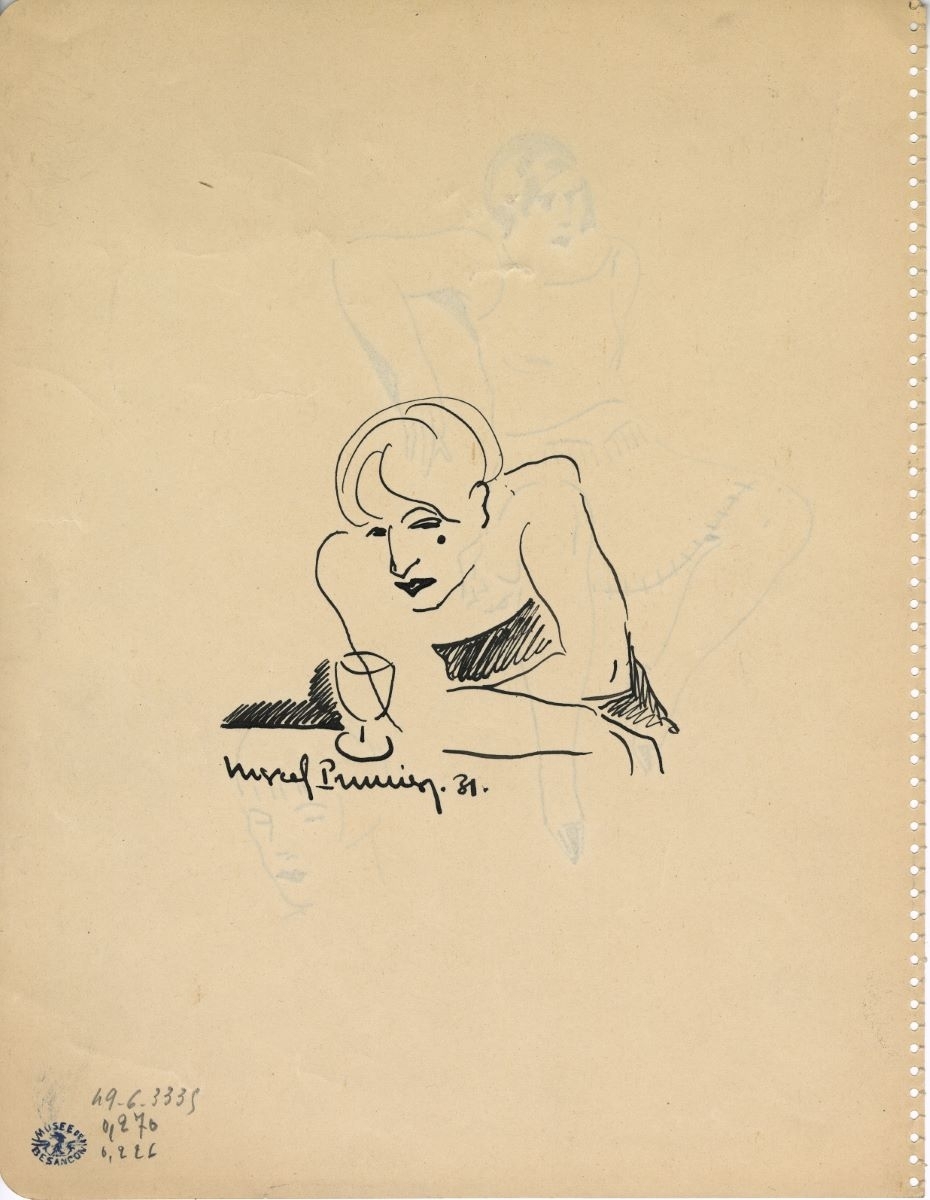 Une femme assise au bar (titre factice)