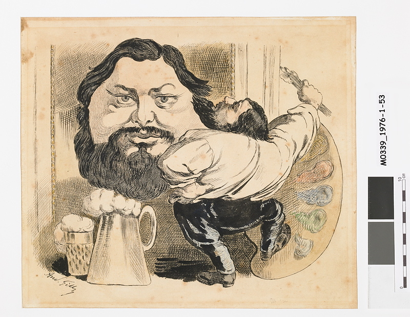 Courbet à la palette et aux bocks de bière