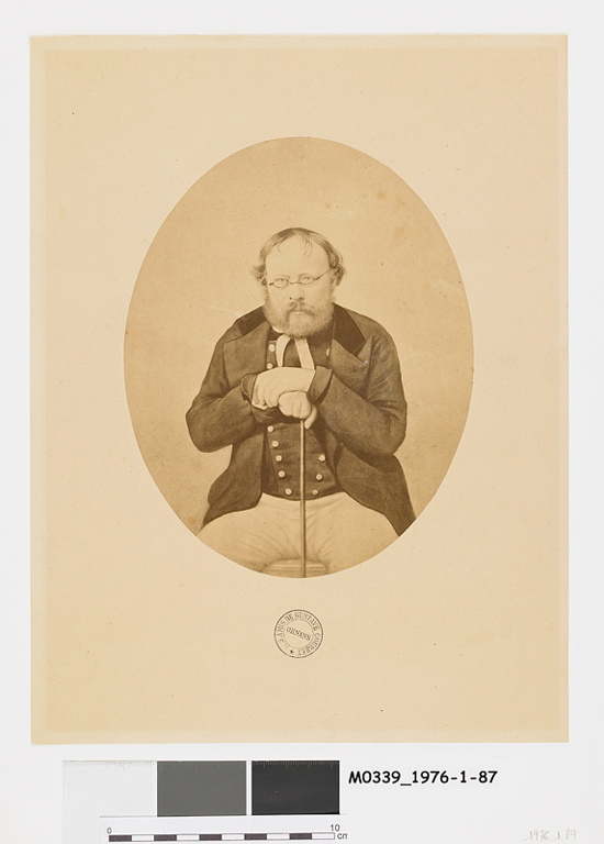 Portrait de Proudhon, assis, appuyé sur sa canne