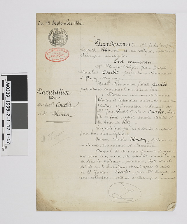 Procuration de Juliette Courbet à Monsieur Blondon