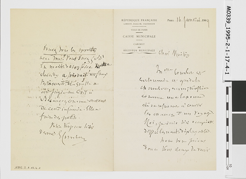 Lettre d'Ernest Courbet à Monsieur Forien (titre factice)