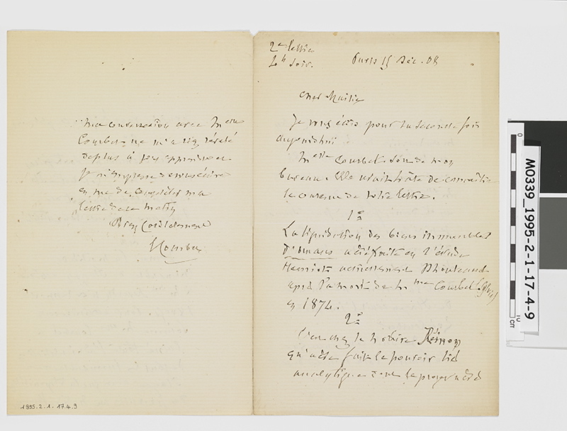 Lettre d'Ernest Courbet à Monsieur Forien (titre factice)