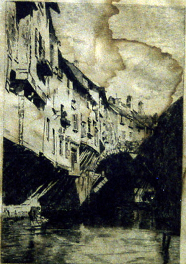 Vieilles maisons sur la rivière à Arbois