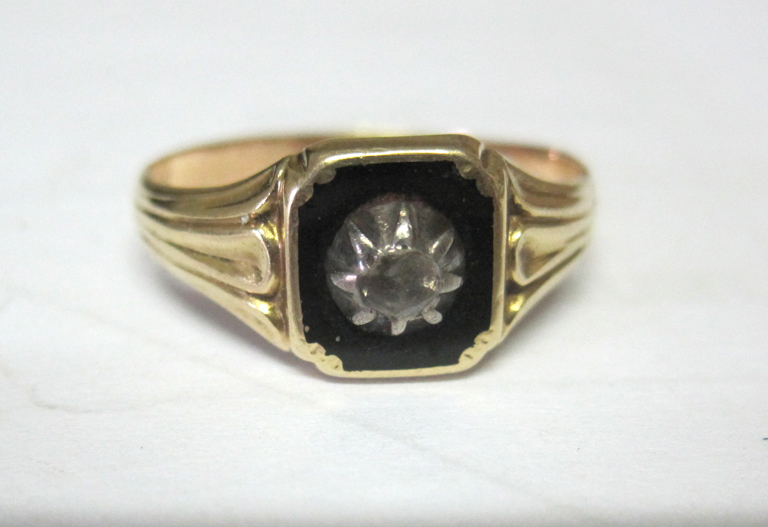 Bague avec jais et fleur d'argent