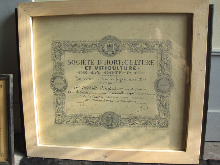 Diplôme de médailles d'argent, Société d'horticulture et de viticulture de la Côte d'Or, 1898