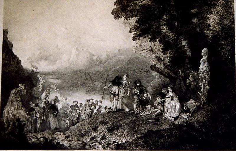 Pèlerinage à l'île de Cythère ; L'embarquement pour l'île de Cythère (titre de la chalcographie du Louvre)