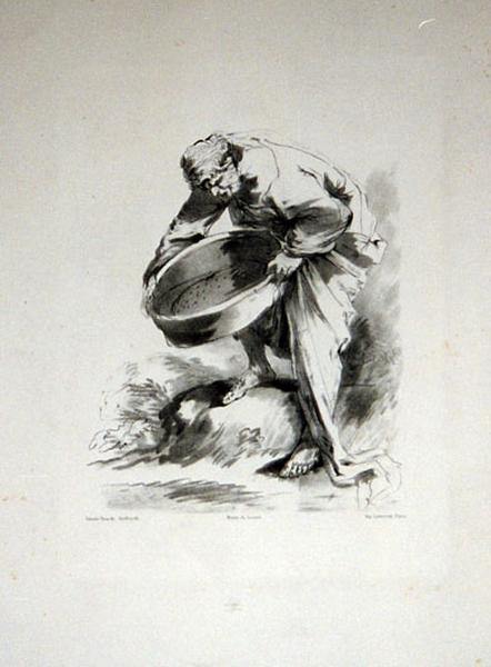 Le Cribleur ; Homme tenant un tamis (autre titre) ; Vieillard debout (titre de la chalcographie du Louvre)