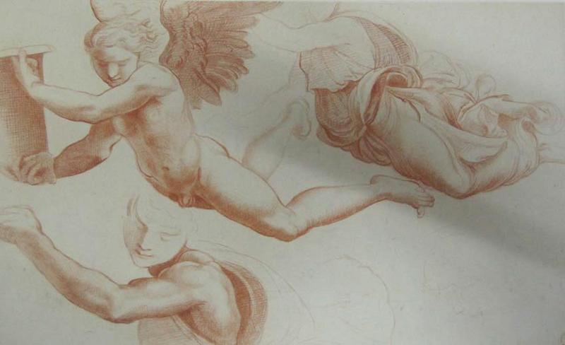 Etude pour une figure de la 'fresque des sibylles' ; Etude pour la fresque des Sibylles (titre de la chalcographie du Louvre)