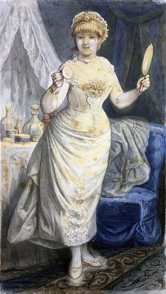 Jeune femme à sa toilette