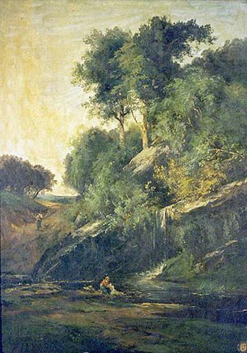 Laveuses près d'une source