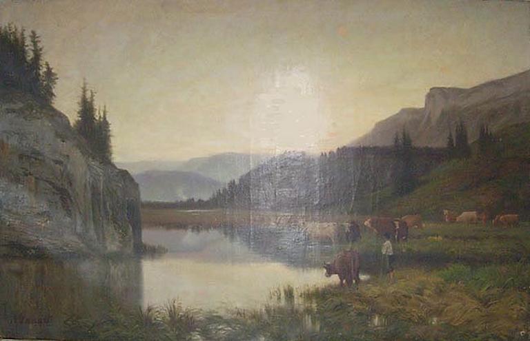 Paysage dans les montagnes. Le Soir. Vallée du Doubs