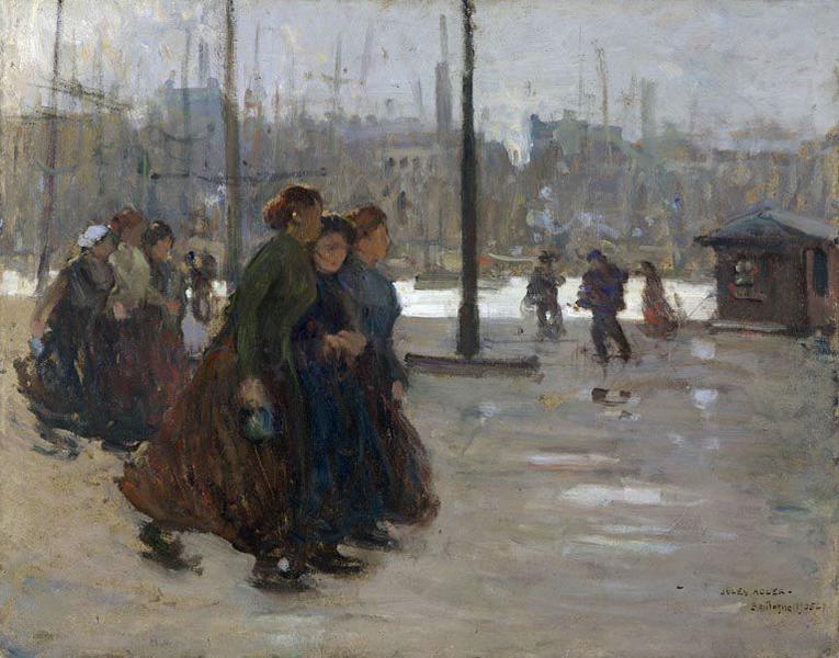 Les femmes de marins sur les quais dans le port de Boulogne-sur-Mer