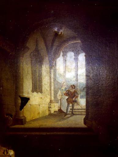 Le cloître, jeune seigneur et sa dame
