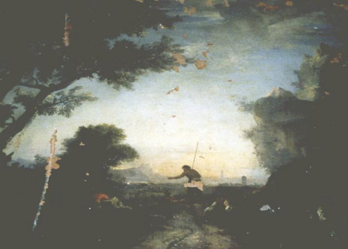 Paysage, les laveuses