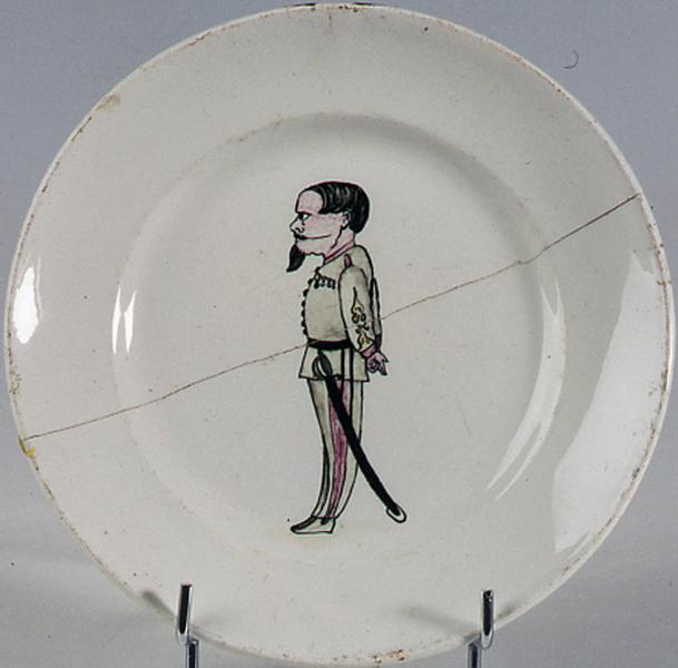 Assiette satirique : Bouvet en Napoléon III en 1871