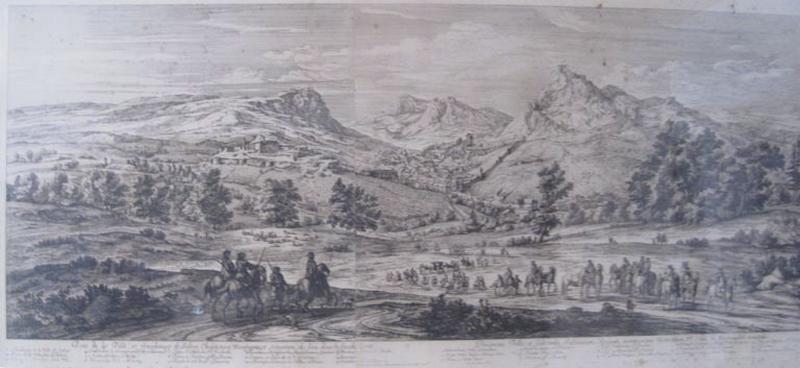 La ville de Salins, vue d'ensemble prise du sud en 1674