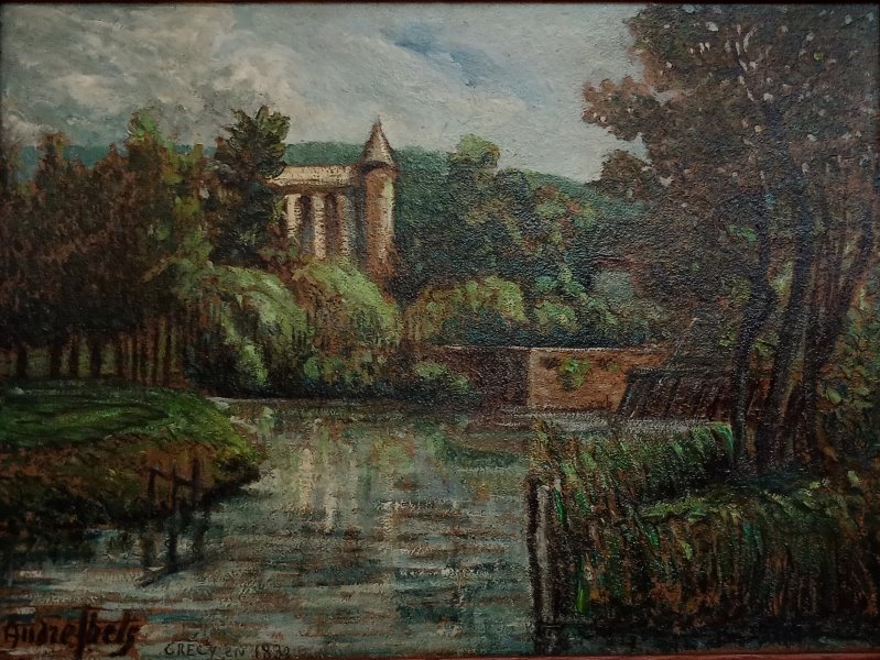 Paysage de Crécy – Collégiale - d'après une gravure de 1830