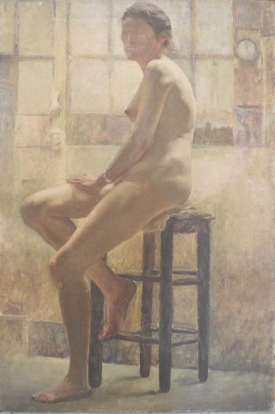 Etude de  l'Académie Julian: nu féminin assis