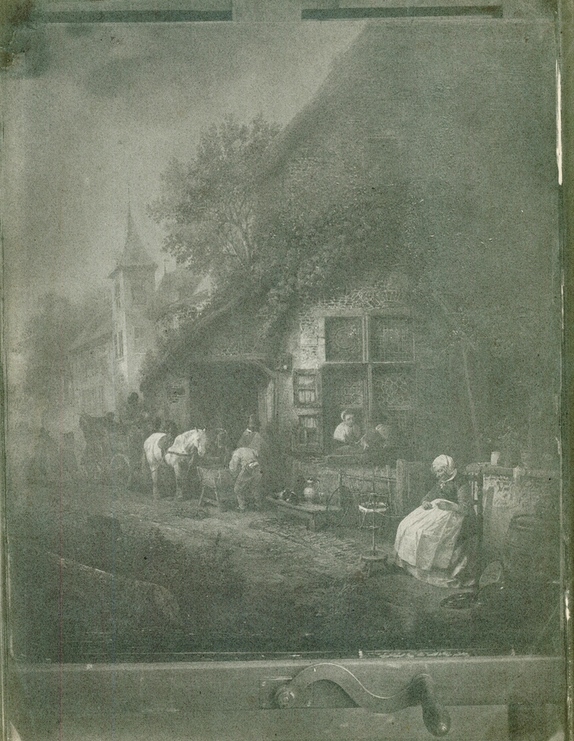 Reproduction d'un tableau : scène de village