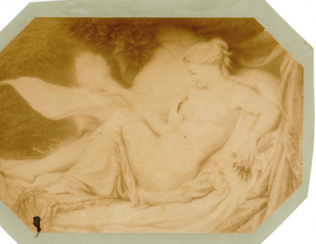 Reproduction d'un tableau de Nicolas Auguste Galimard : "Léda et le cygne"