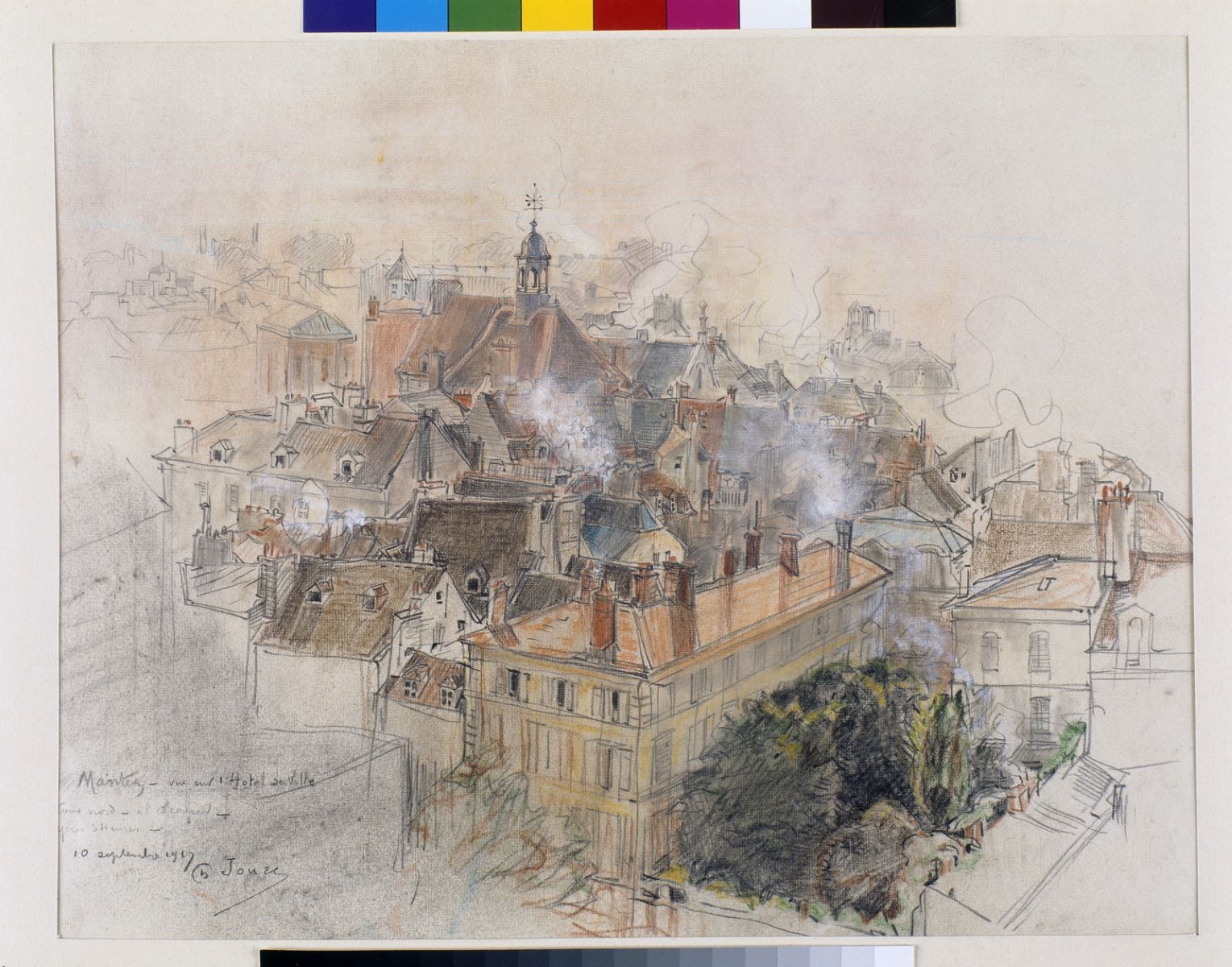 Collégiale de Mantes, vue sur l'hôtel de ville