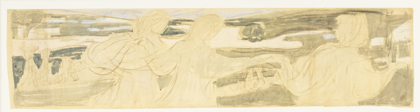 La Farandole des jeunes filles, étude (pour la décoration de la chambre à coucher des époux Denis) ; La Farandole des jeunes filles. Etude pour la décoration de la chambre à coucher de Maurice Denis