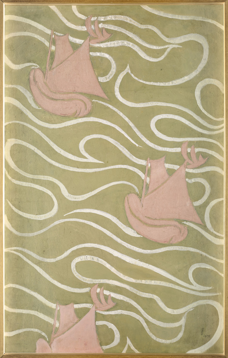 Les Bateaux roses. Projet de papier peint