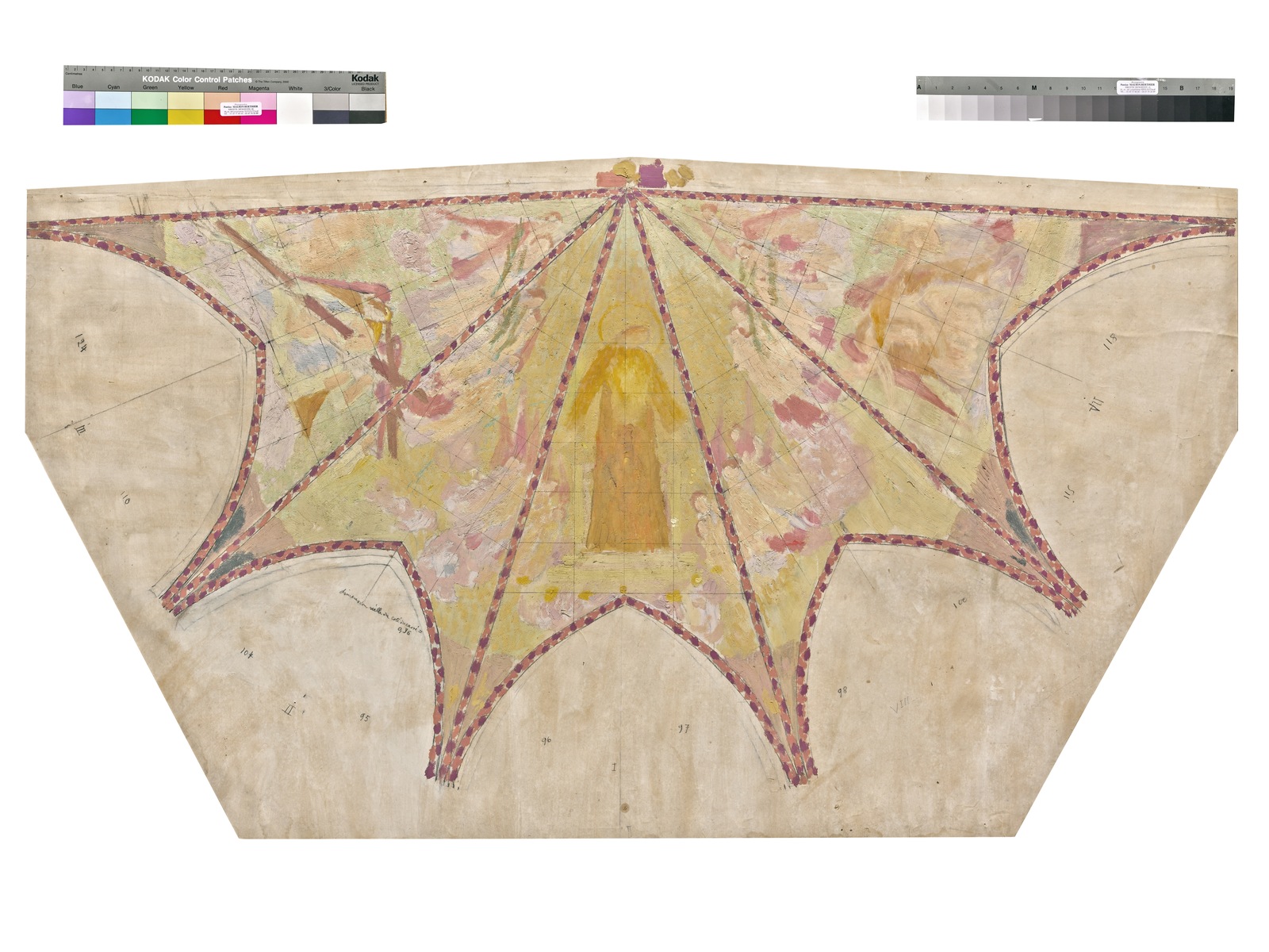 La Glorification du Sacré-Cœur, étude (pour le plafond de la chapelle du Sacré-Cœur, côté autel, décor de l'Eglise Sainte-Marguerite, Le Vésinet)