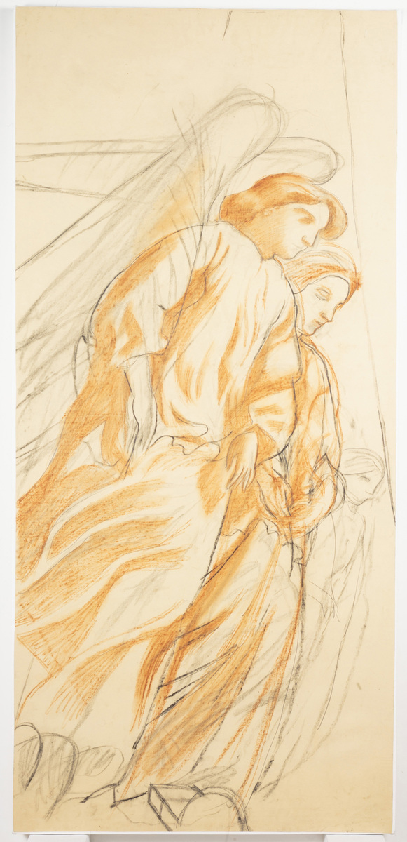 Deux anges aux palmes (2) (pour le plafond de la chapelle du Sacré-Cœur, décor de l'Eglise Sainte-Marguerite, Le Vésinet)