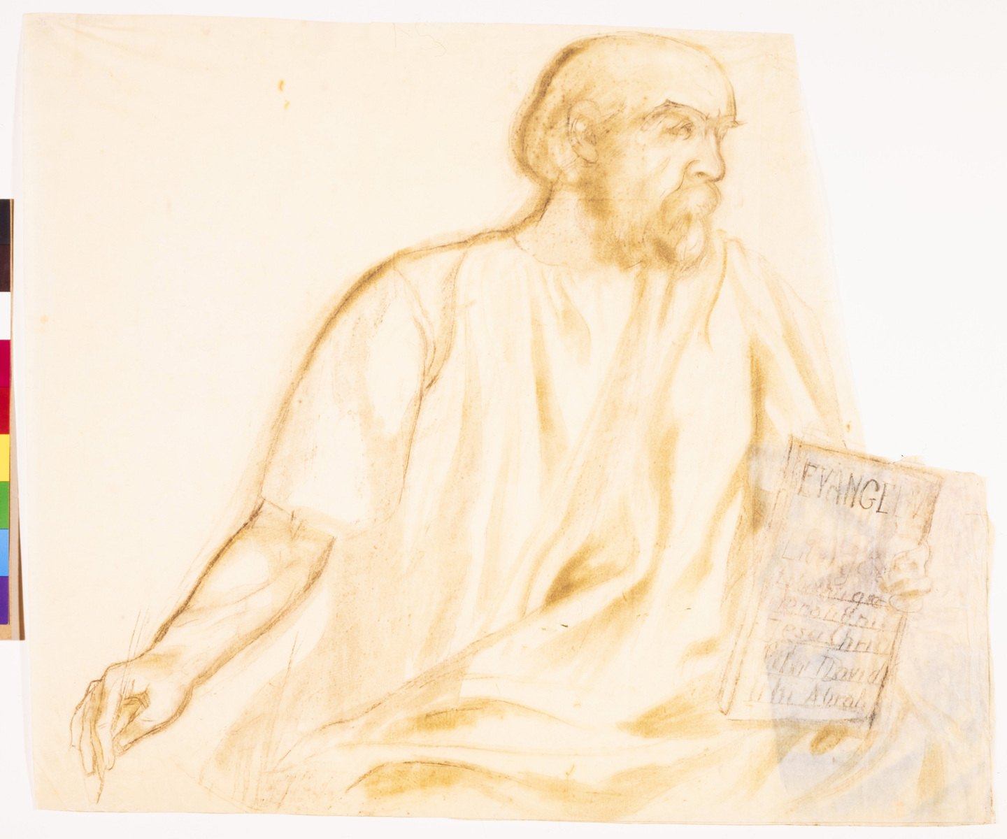 Saint Mathieu (3), étude : portrait d'Odilon Redon (pour le déambulatoire, décor de l'Eglise Sainte-Marguerite, Le Vésinet)